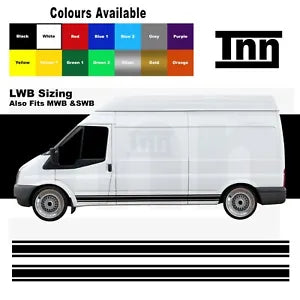 Side Stripe Stickers Vinyl Decals Graphics Van For Ford Transit LWB SWB MWB