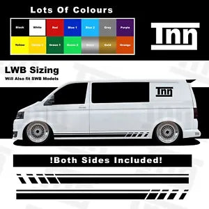 Stickers For VW TRANSPORTER T5 LWB T6 T4 SWB SIDE STRIPES CAMPERS DECALS Vans