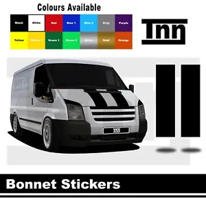 Bonnet Stripe Stickers Vinyl Decals Graphics For Ford Transit LWB MWB SWB Van