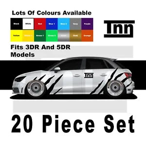 For Audi A1 A3 A4 A5 A6 A7 S1 RS1 Tiger Side Stripes Graphics Stickers Decals RS