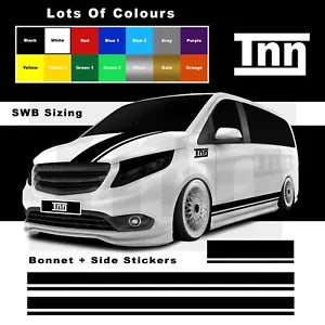 Stickers for Mercedes Vito Side Stripes Decals Graphics Vinyl Van Sticker Bonnet