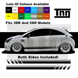 For Vauxhall Corsa VXR SRI SXI Side Stripe Stickers Graphics Decals  Car Tiger