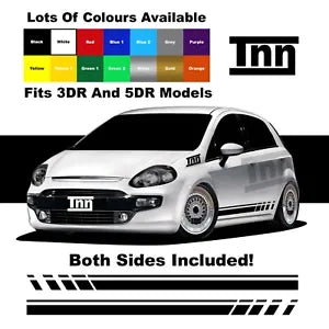 For Abarth Fiat Punto Sticker Stickers Evo Grande 3DR 5DR Stripe Decals Side