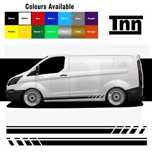 Side Stripe Stickers Graphics Vinyl Van Decals For Ford Transit Custom SWB