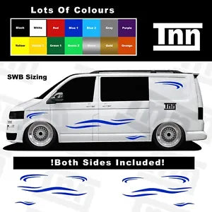 STICKERS For VW TRANSPORTER T5 T6 T4 SWB SIDE STRIPES CAMPERS VANS DECALS