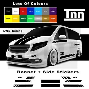 NEW LISTINGStickers for Mercedes Vito Side Stripes Decals Graphics Long Van Sticker L2 LWB