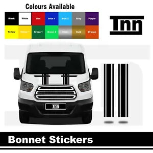 Bonnet Stripe Stickers Vinyl Decals Graphic For Ford Transit MWB SWB LWB Van mk8