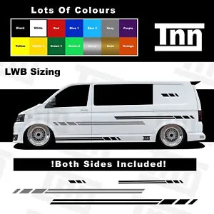 Stickers For VW TRANSPORTER T5 LWB T4 T6 SIDE STRIPE DECALS CAMPER VANS GRAPHICS