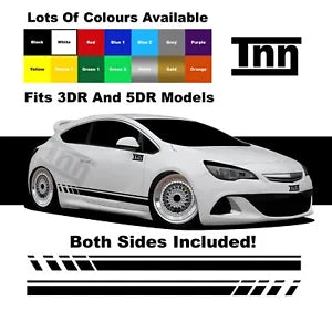 For Vauxhall Astra Stickers Corsa VXR SXI SRI Graphics Decals Side Stripe Opel